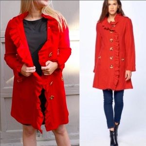 ANTHROPOLOGIE LUII Linen red dress coat tr…